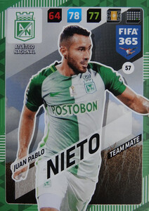 2018 FIFA 365 TEAM MATE Juan Pablo Nieto #57