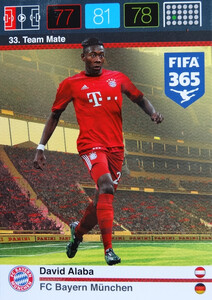 2016 FIFA 365 TEAM MATE FC BAYERN MUNCHEN David Alaba #33