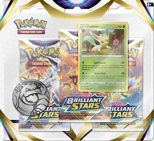Pokémon TCG Brilliant Stars 3-Pack Blister Leafeon.png