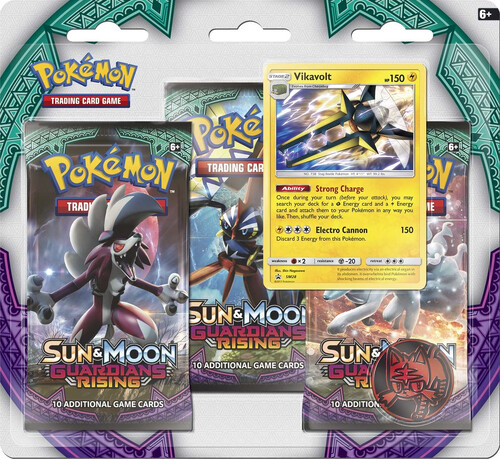 Pokémon TCG  Sun & Moon Guardians Rising Boosters 3 Booster Packs with Vikavolt.jpg