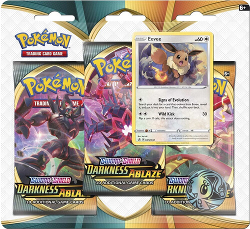 Pokémon TCG Sword & Shield-Darkness Ablaze 3 Booster Packs, Coin & Eevee Promo Card.jpg